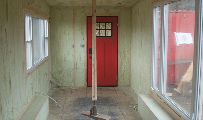 Interior shot of spray foam